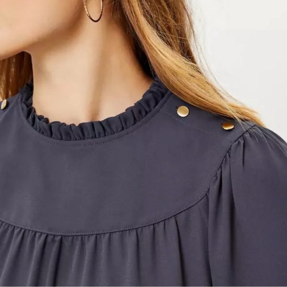 Loft Ruffle Neck Blouse - NWT - Picture 5 of 8